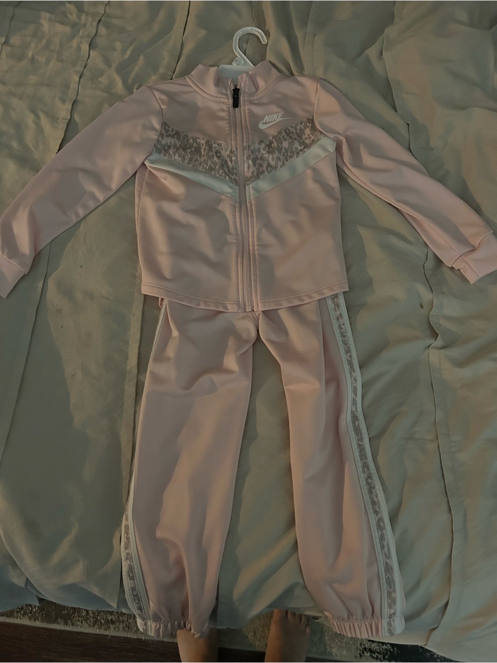 Nike Pink Girls' Two-Piece Track Set with Chevron Detail